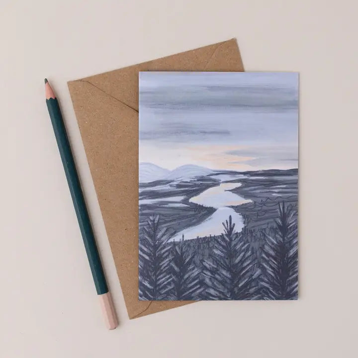 Snowy Scottish Highlands Scottish Landscape Art Card with envelope  by penny black