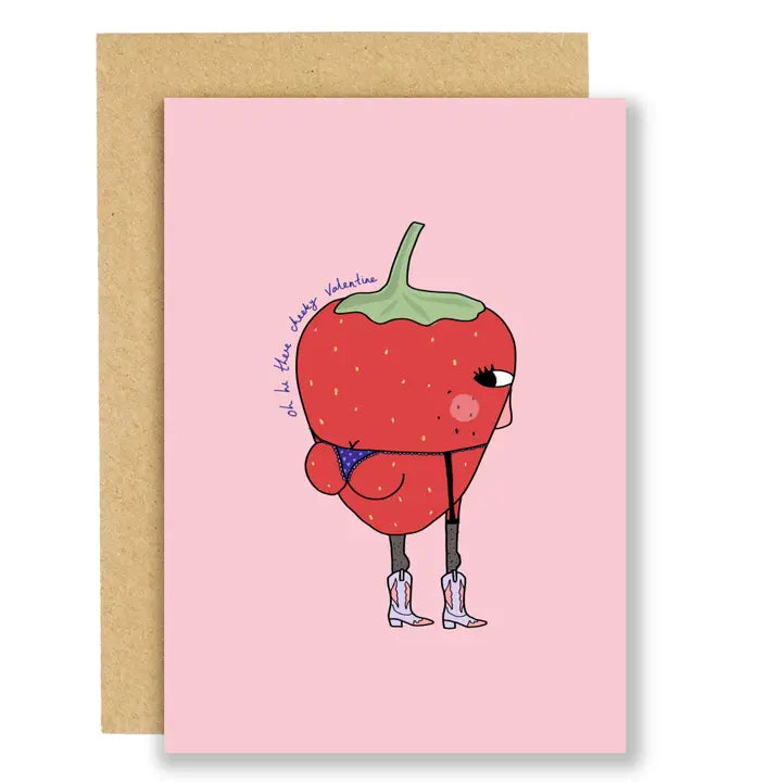 Cheeky Strawberry Valentine Card by penny black