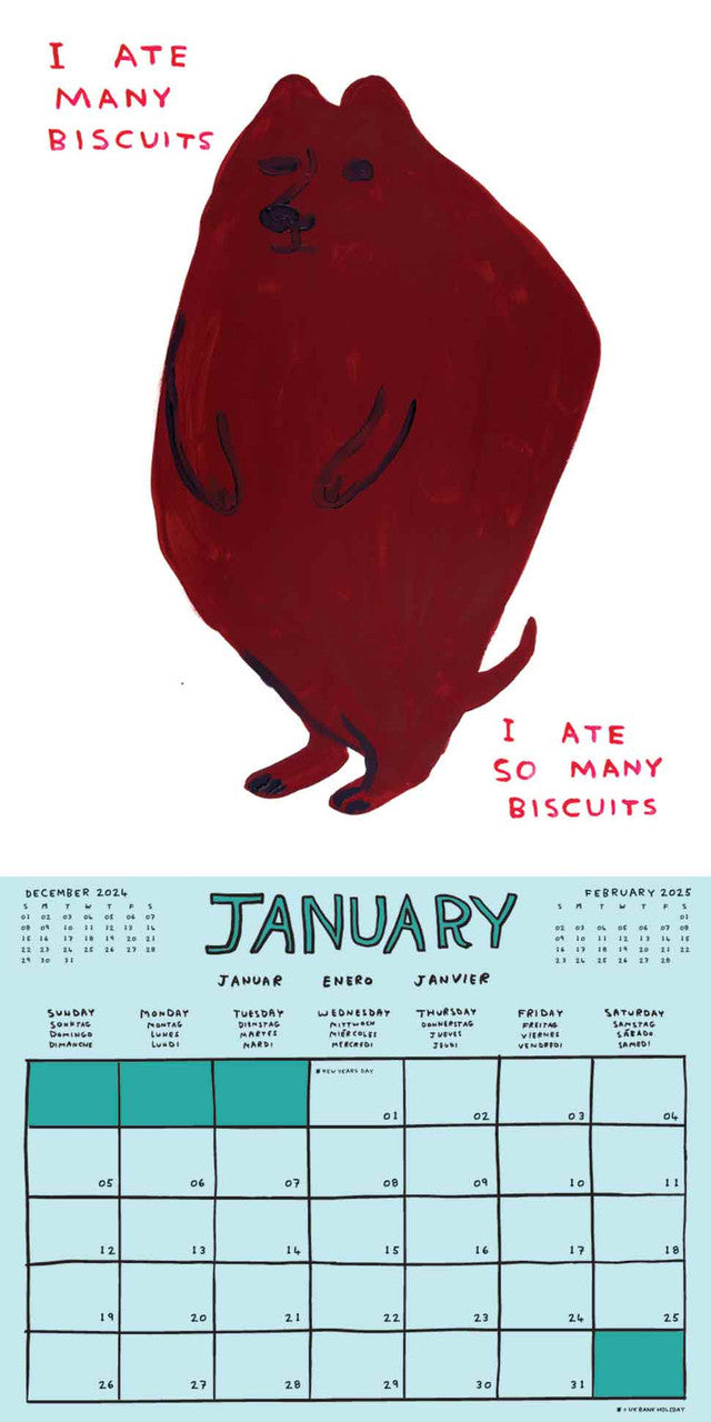 2025 David Shrigley Calendar - january spread by penny black