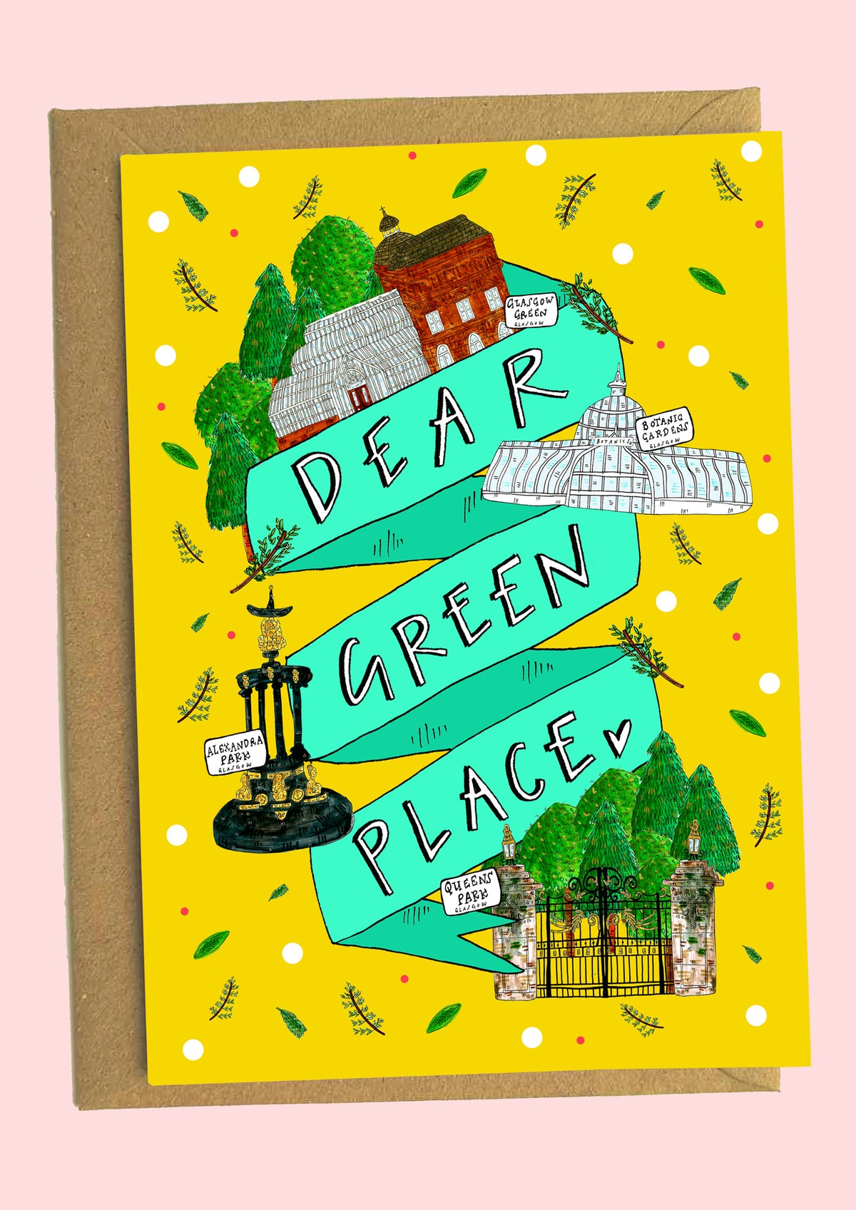 Dear Green Place Illustrated Glasgow Card by penny black