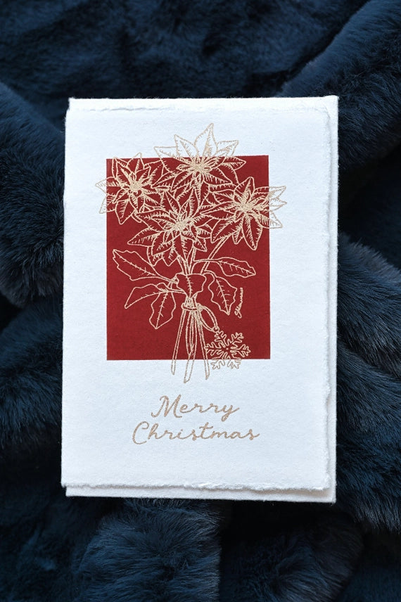 Rich Poinsettia Deckle Edge Cotton Christmas Card by penny black