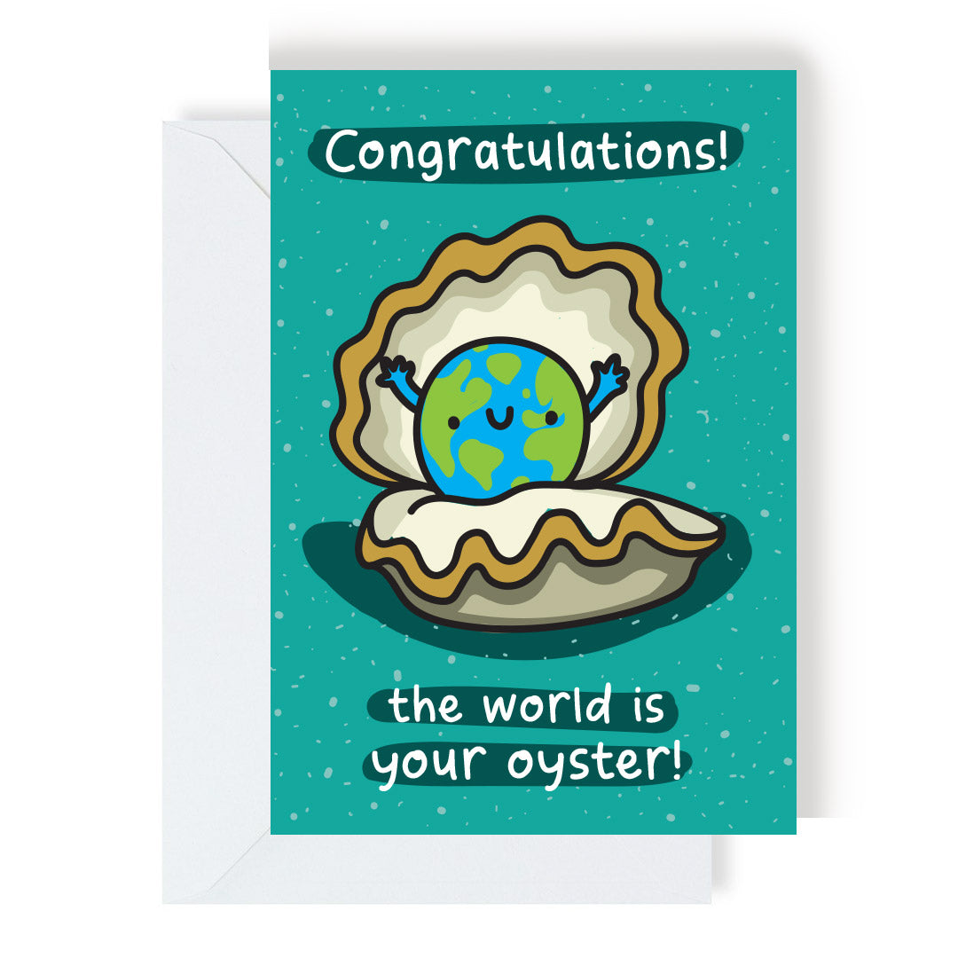 The World Is Your Oyster Congratulations Card by penny black