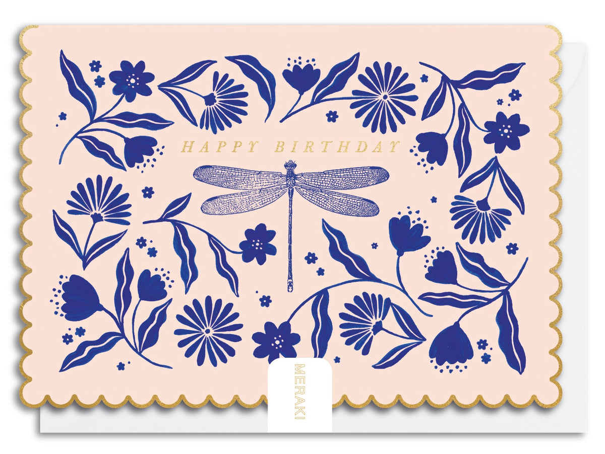 Happy Birthday Dragonfly Scalloped Card by penny black