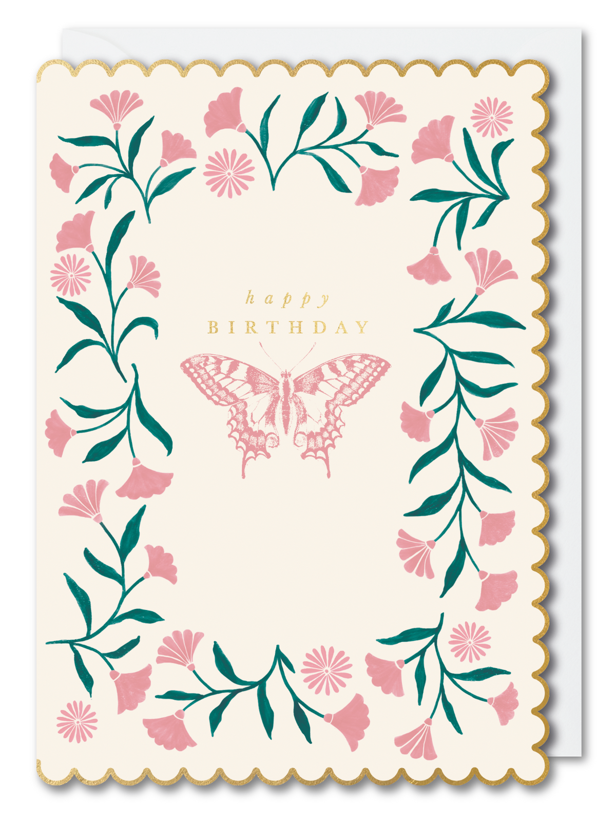 Pink Butterfly Scalloped Birthday Card by penny black