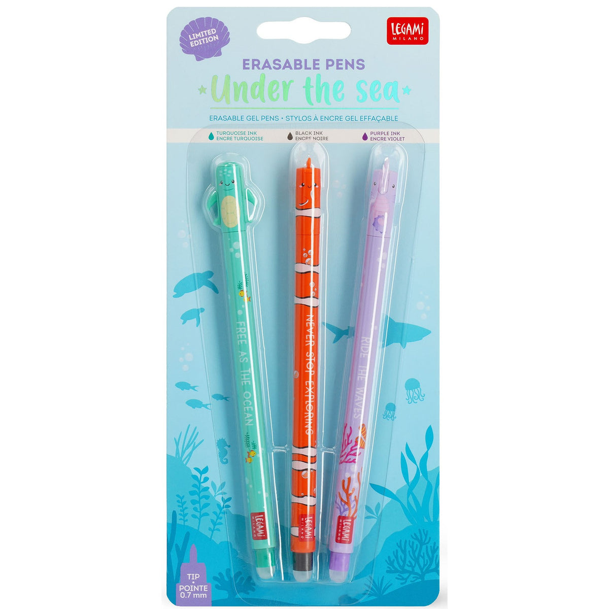 Under The Sea Erasable Gel Pen Set - 3 Pack by penny black