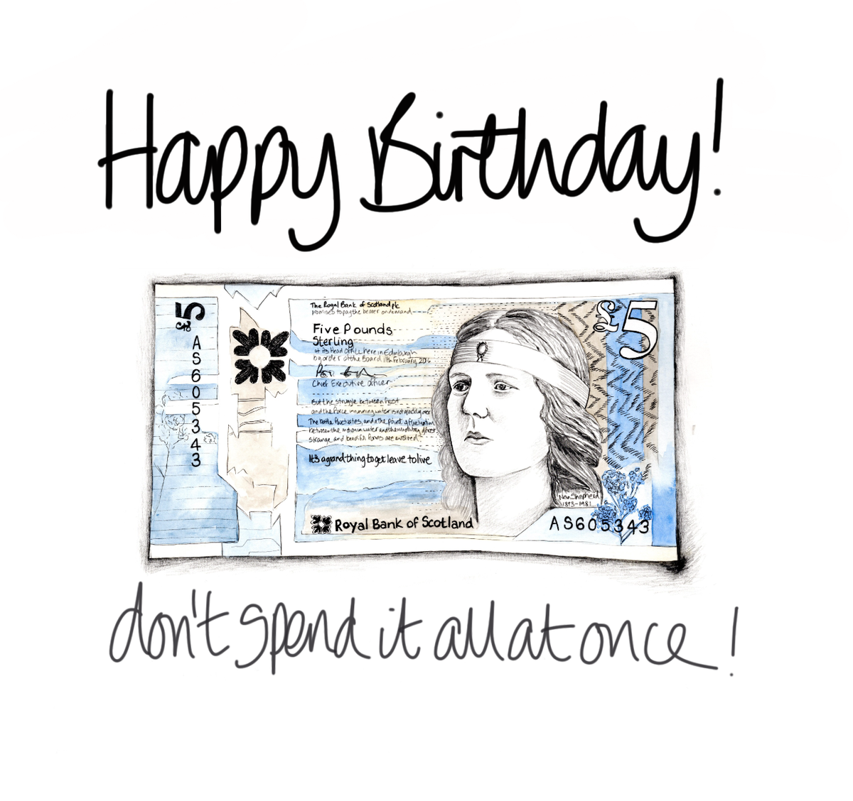 Birthday Fiver Scottish Card by penny black