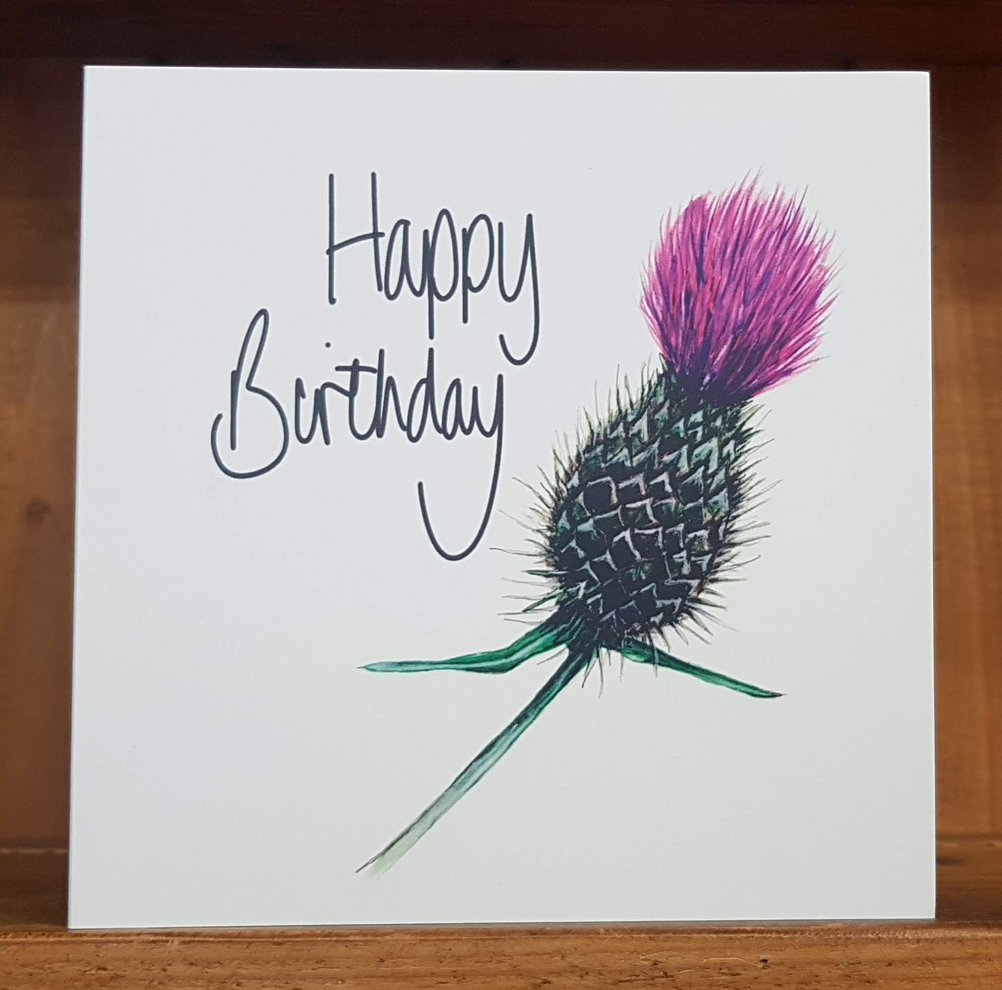 Happy Birthday Scottish Thistle Card by penny black