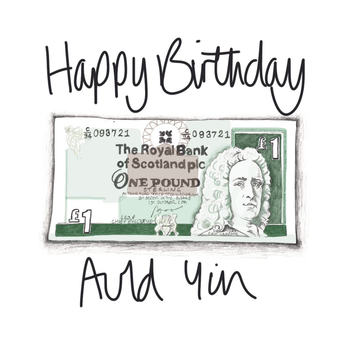 Auld Yin Scottish Pound Note Birthday Card by penny black