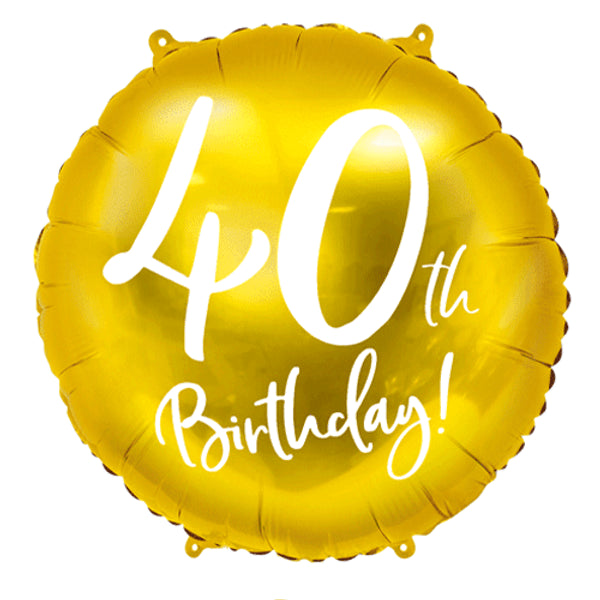 40th Birthday Script Gold Foil 18" Balloon by penny black