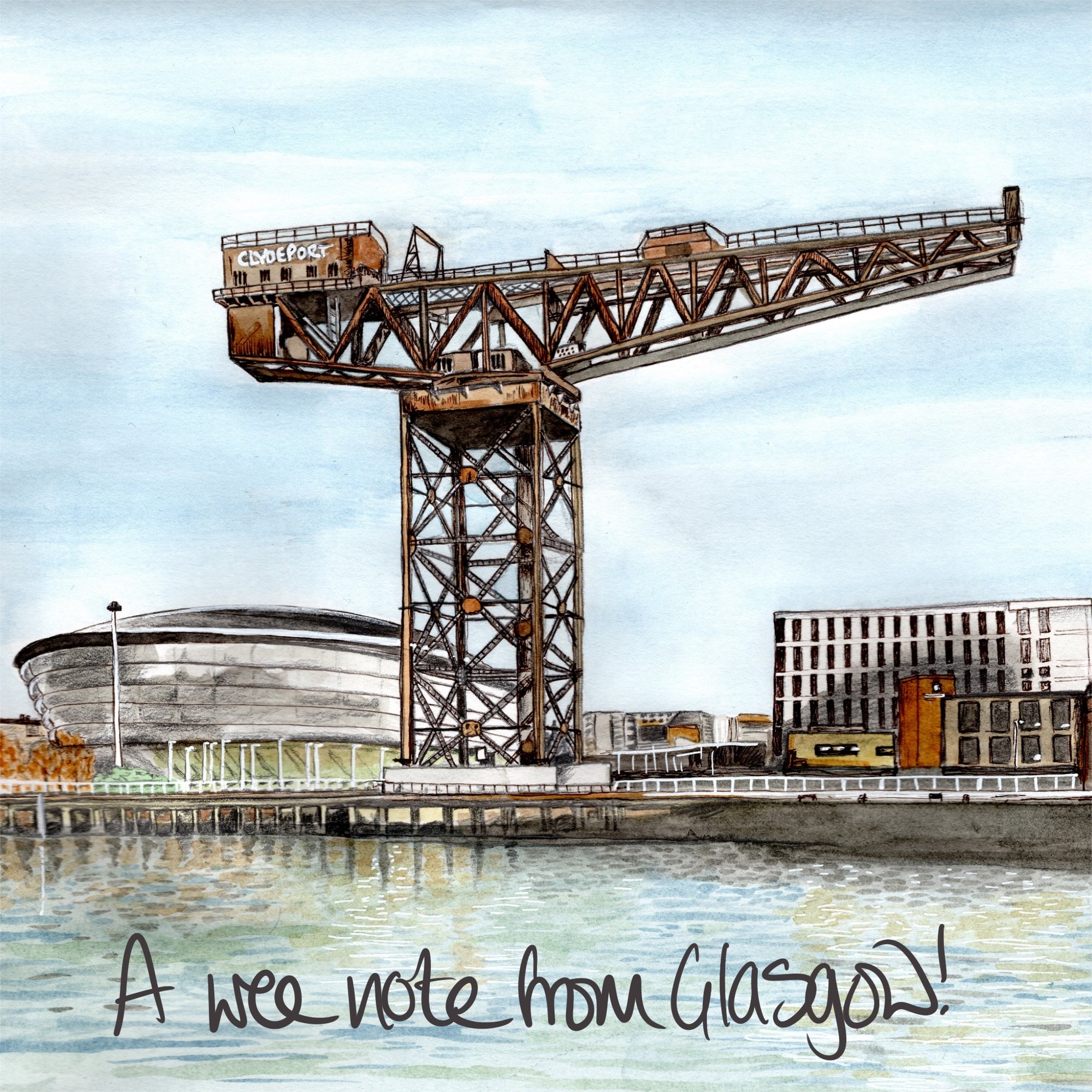 Wee Note From Glasgow Finnieston Crane Card by penny black