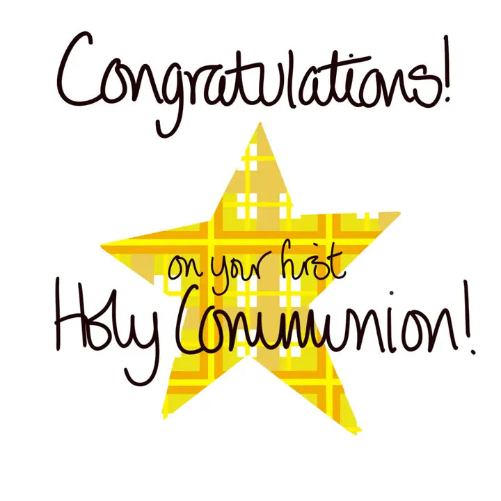 Gold Tartan Star First Holy Communion Card by penny black