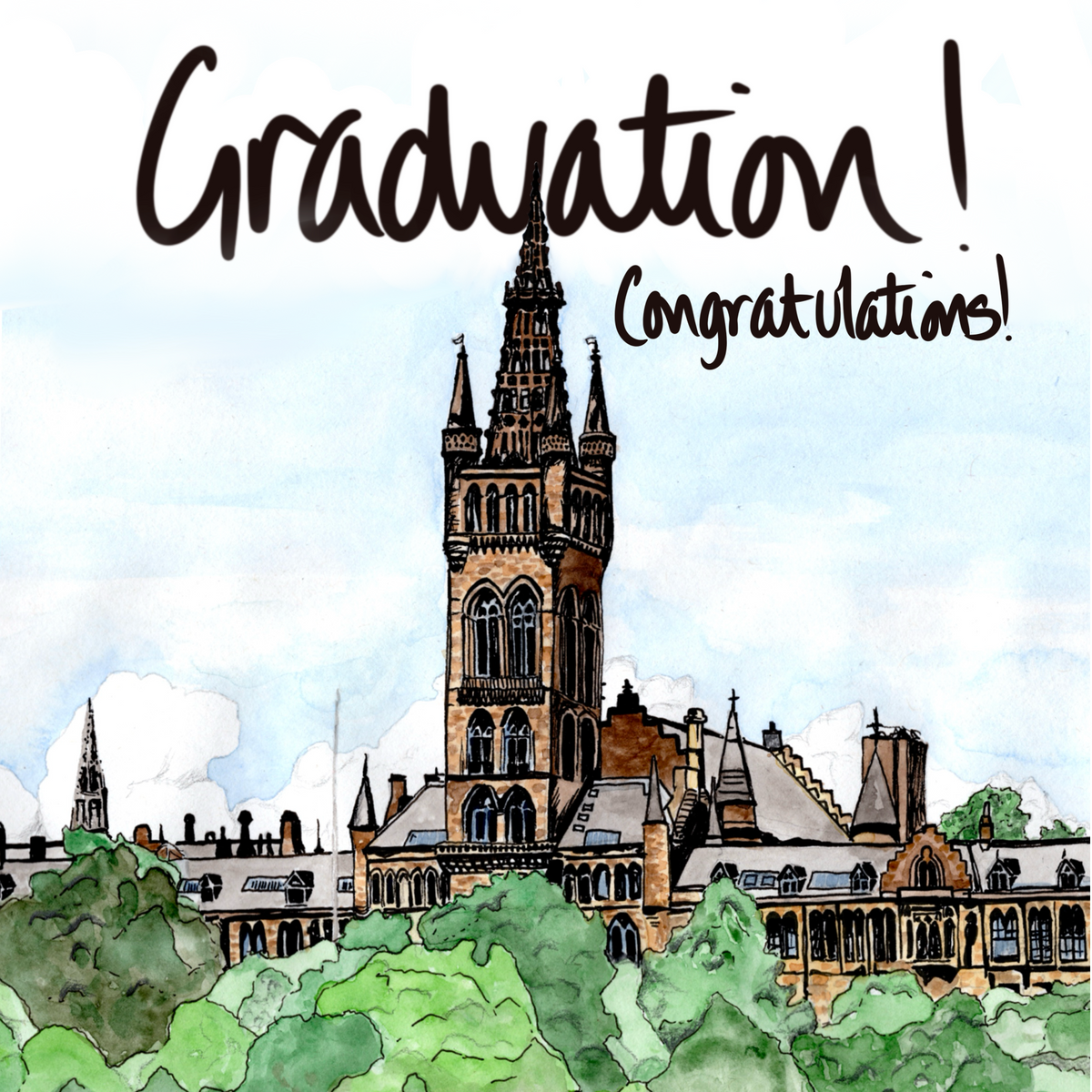 Graduation University of Glasgow Congratulations Card by penny black