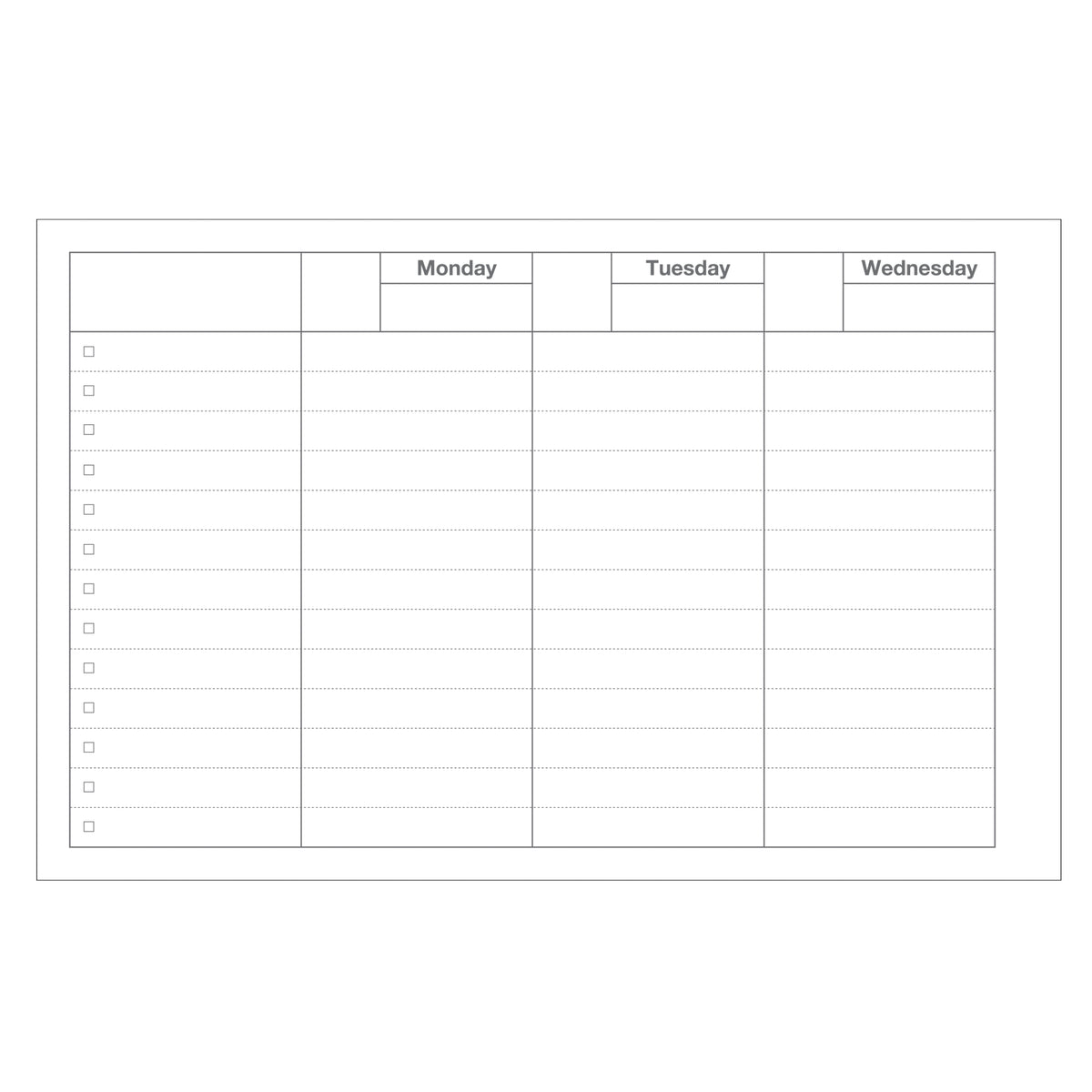 MARK&#39;S INC. Weekly Schedule - Day Free Undated Planner - inside view by penny black