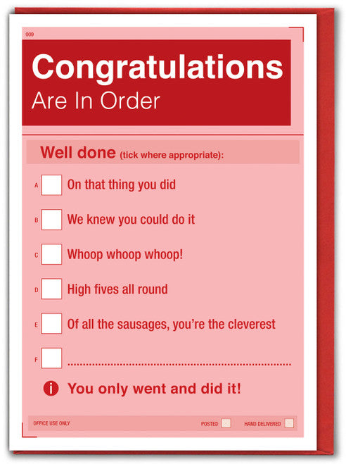 Checklist Congratulations In Order Card by penny black