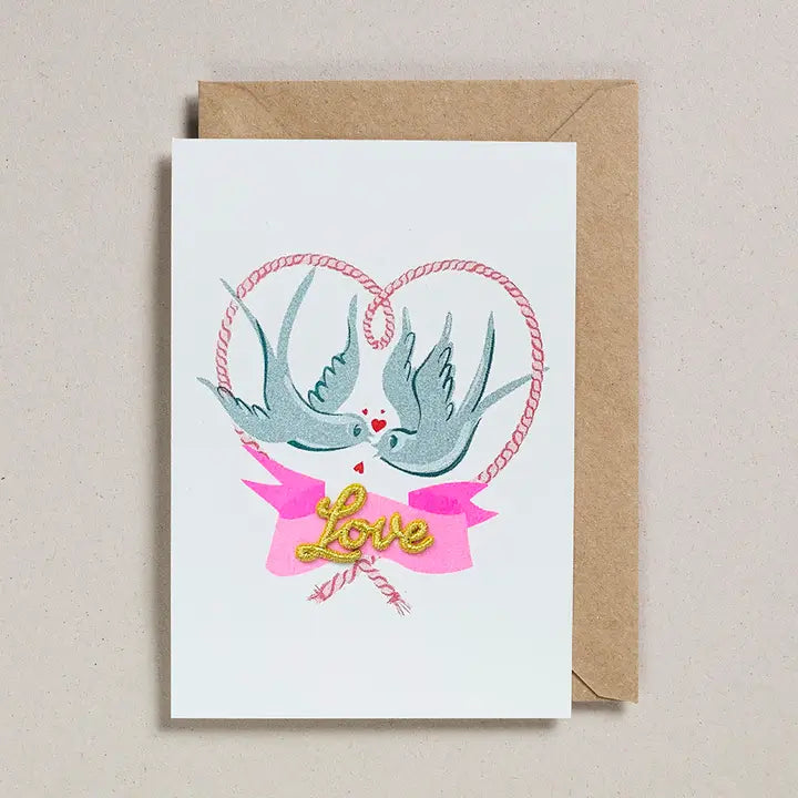 Bird Love Banner Embellished Valentine Card by penny black