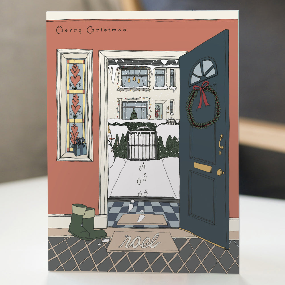 Glasgow Inside Out Scottish Christmas Card 6pk - pink tenement design by penny black