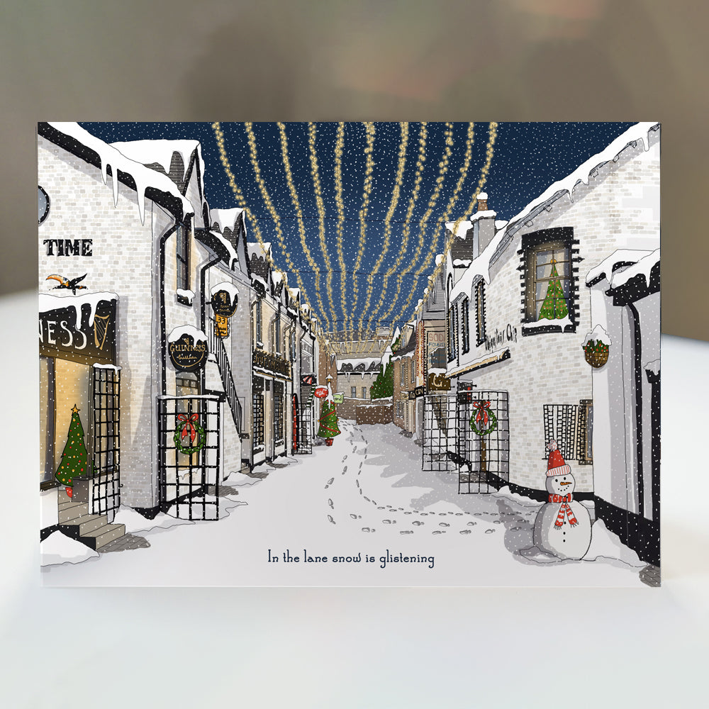 Ashton Lane Snow Is Glistening Glasgow Christmas Card by penny black