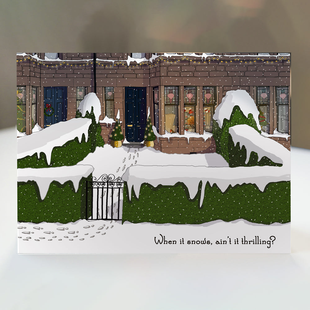 When It Snows Glasgow Garden Christmas Card by penny black