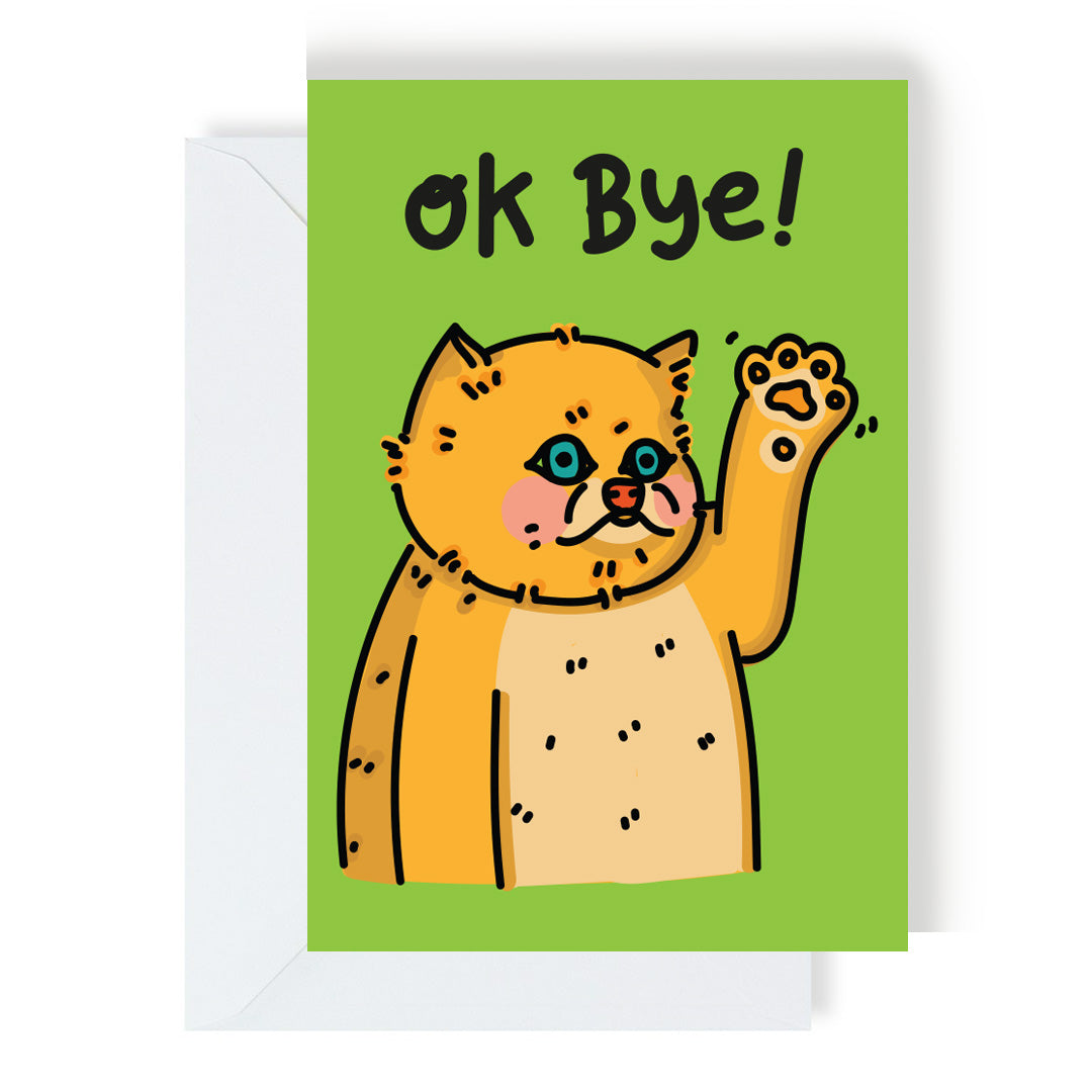 Ok Bye Teary Cat Leaving Card by penny black