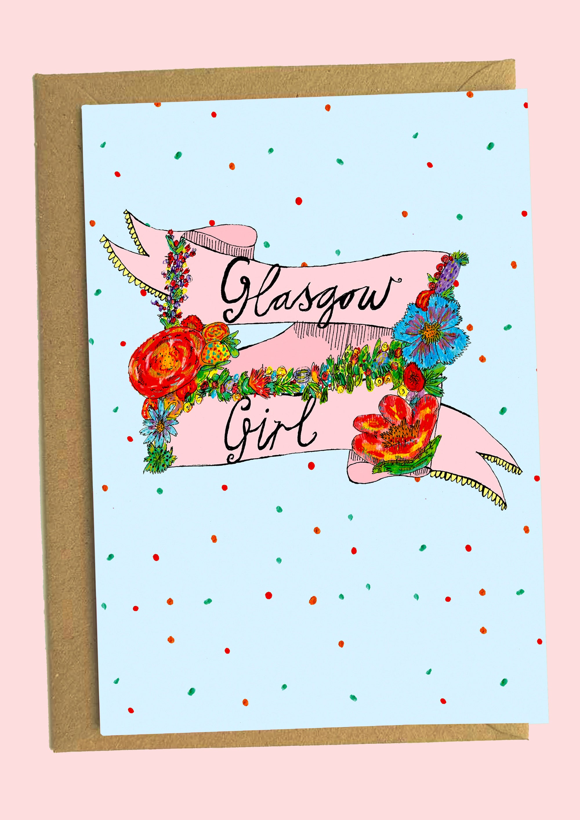 Glasgow Girl Banner Illustrated Card by penny black