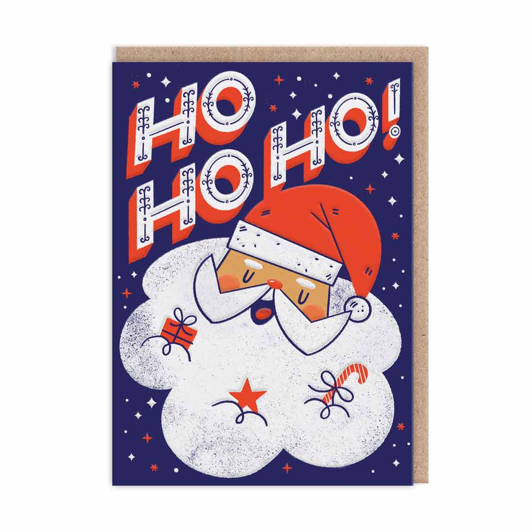 HO HO HO Vintage Santa Christmas Card by penny black