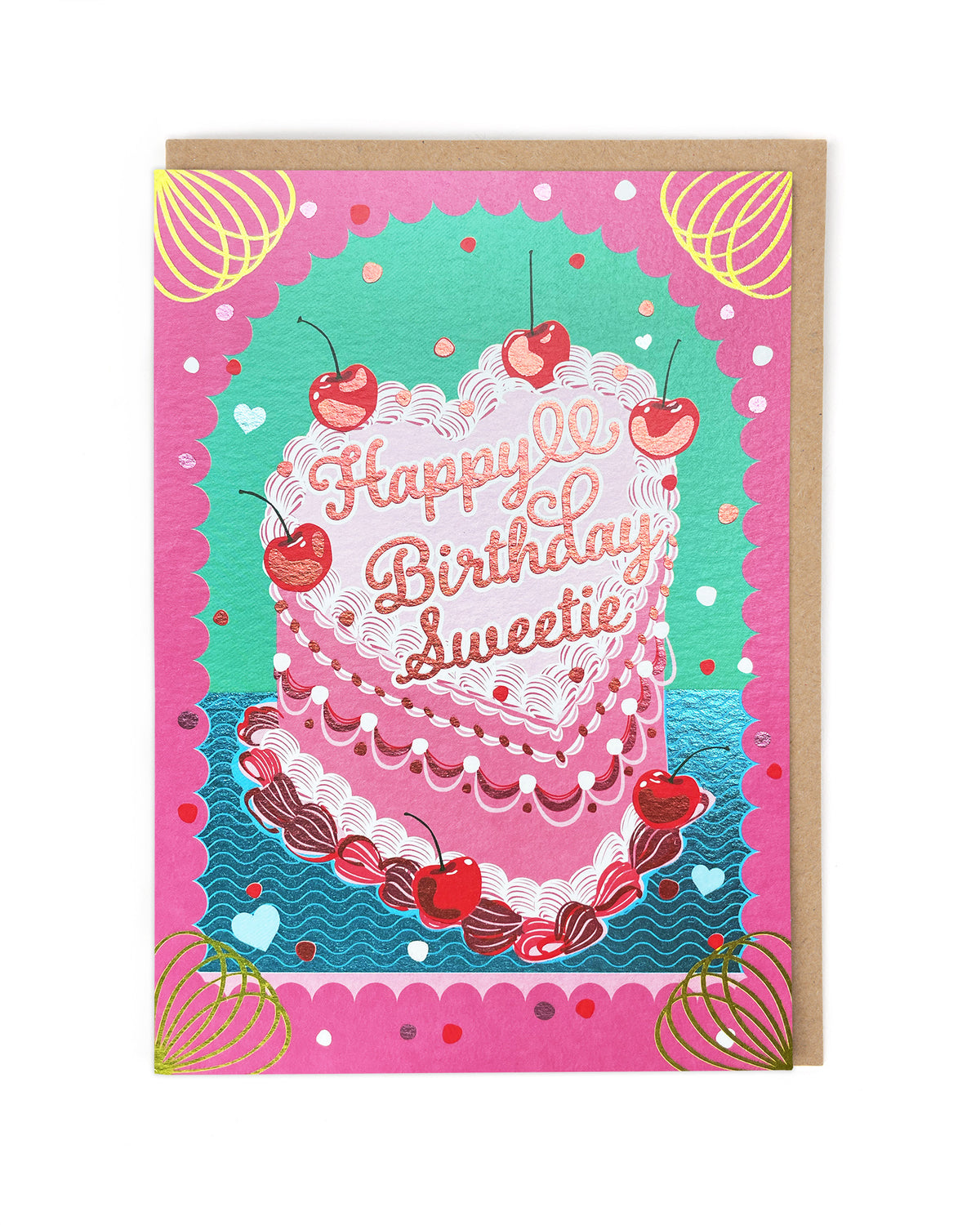 Sweetie Heart Gateaux Foil Birthday Card by penny black