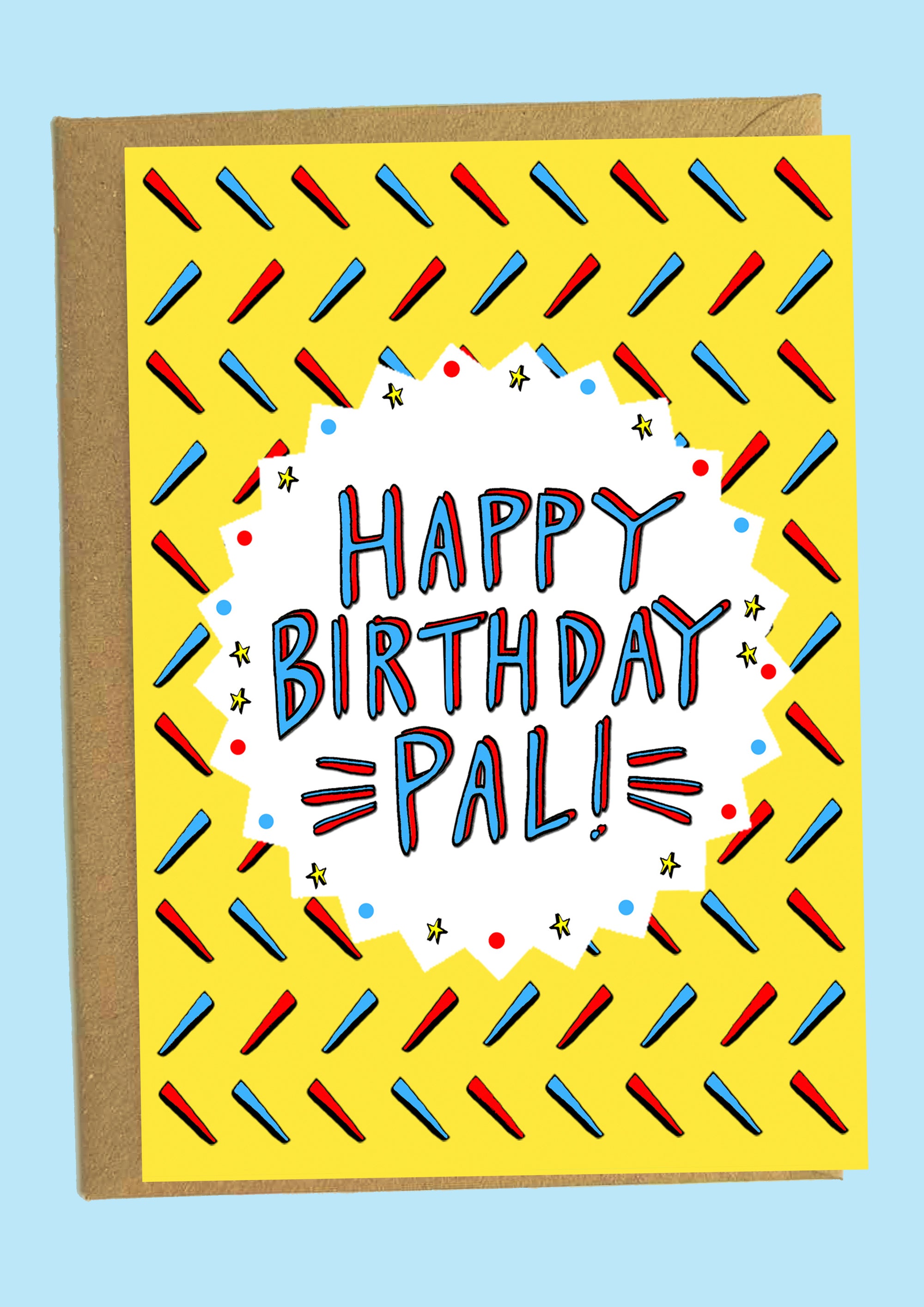 Yellow Happy Birthday Pal Illustrated Scottish Card by penny black