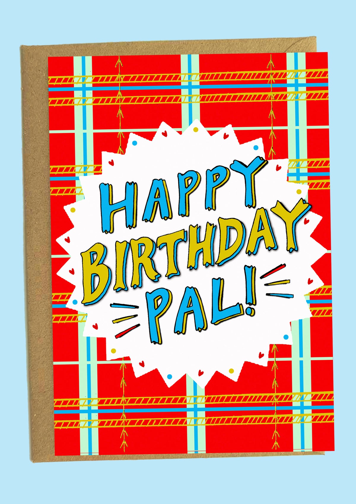 Red Happy Birthday Pal Illustrated Scottish Card by penny black