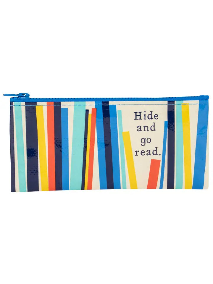 Hide and Go Read Blue Q Pencil Case by penny black