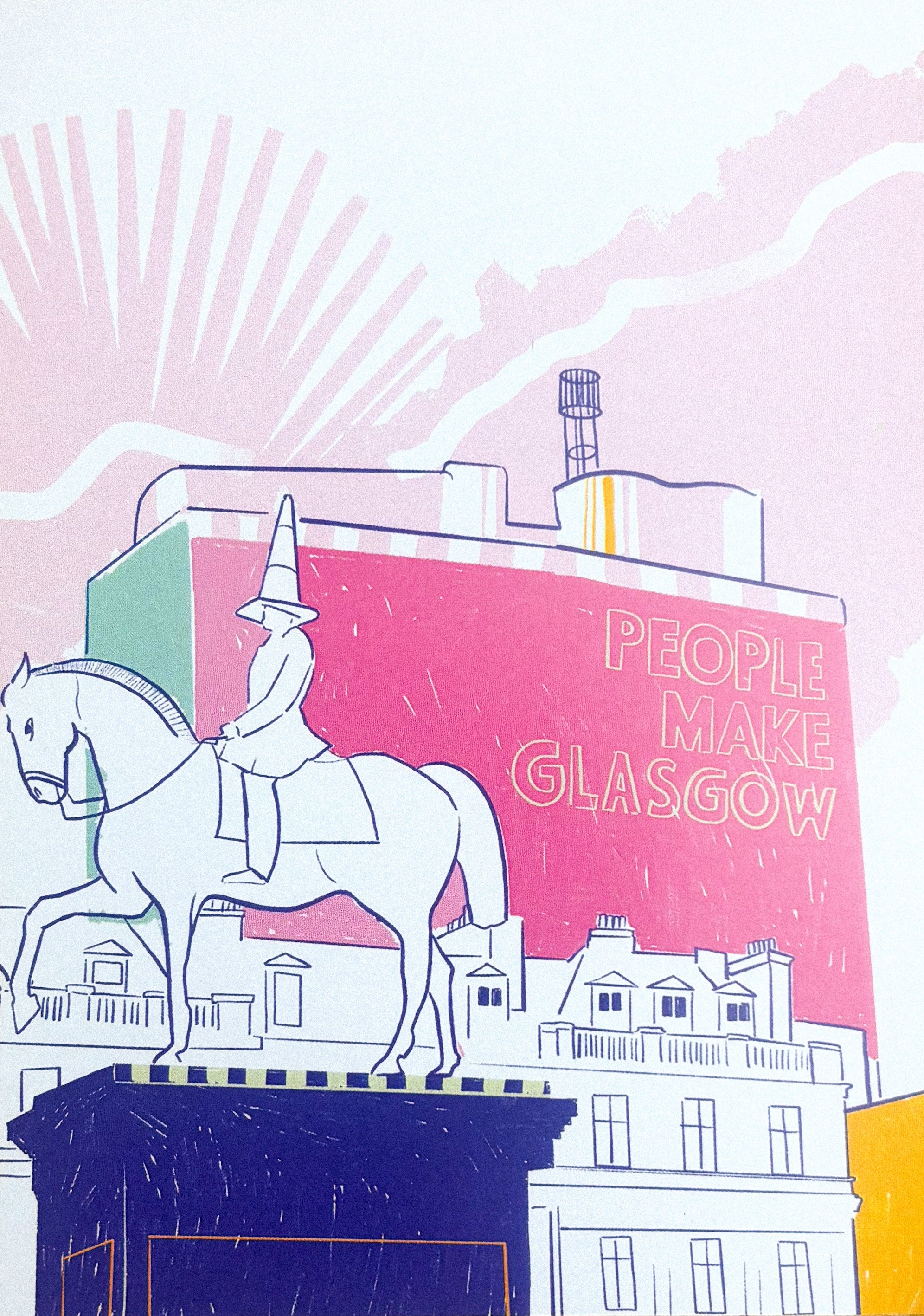 People Make Glasgow Illustrated Postcard by penny black