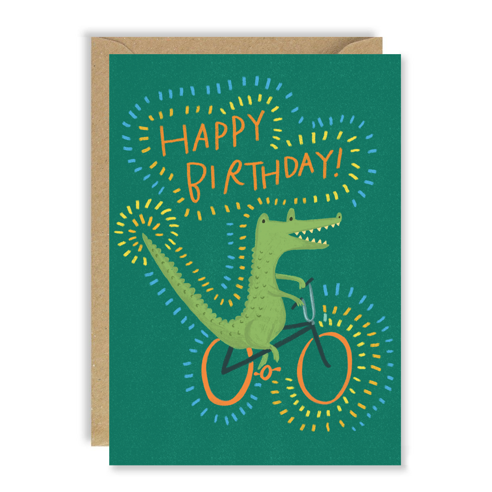 Happy Cycling Crocodile Birthday Card by penny black