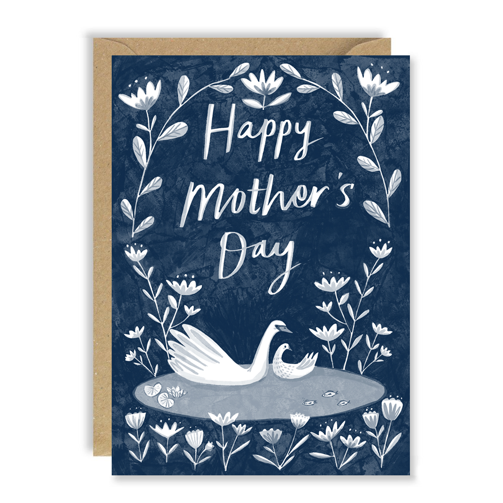 Delft Swan and Cygnet Mother&#39;s Day Card by penny black