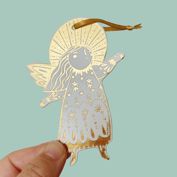 Guardian Angel Christmas Letterpress Decoration by penny black