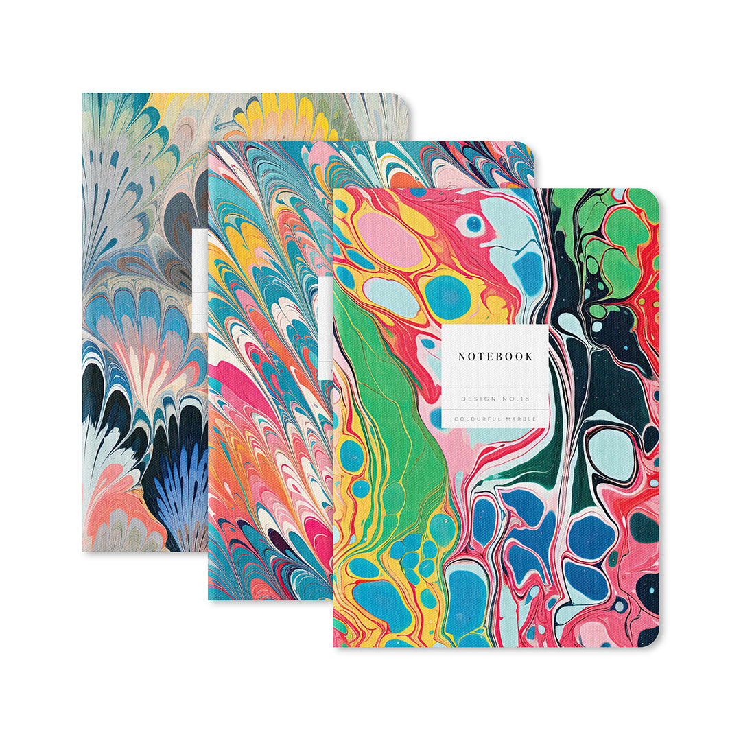 Kaleido Marbled Stitched Notebooks 3 Pk by penny black