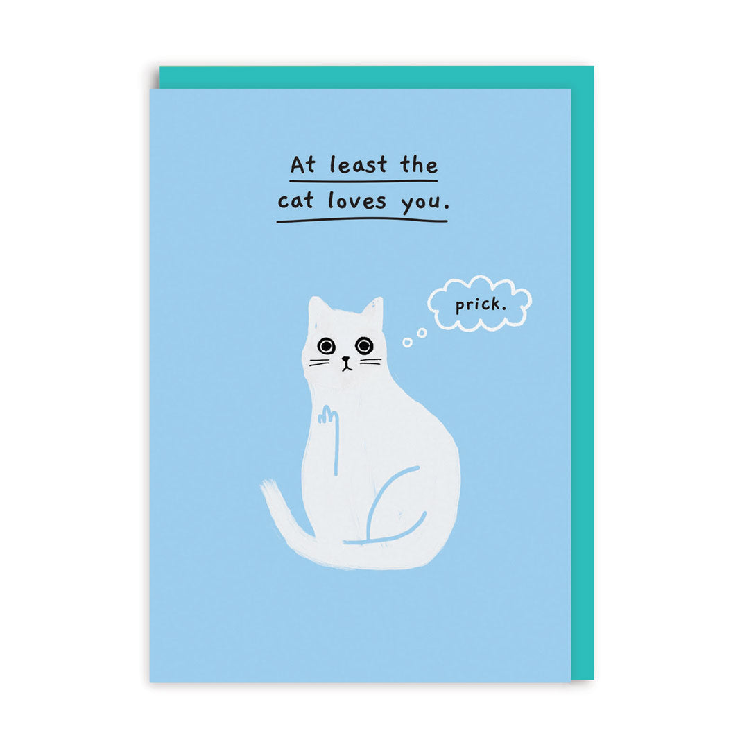 At Least The Cat Loves You Funny Cat Valentine Card by penny black