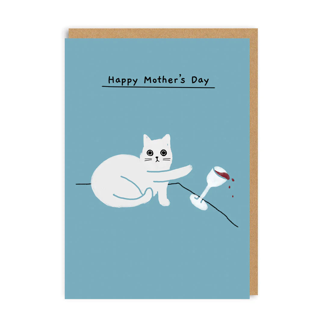 Wine Glass Ken The Cat Funny Mother&#39;s Day Card by penny black