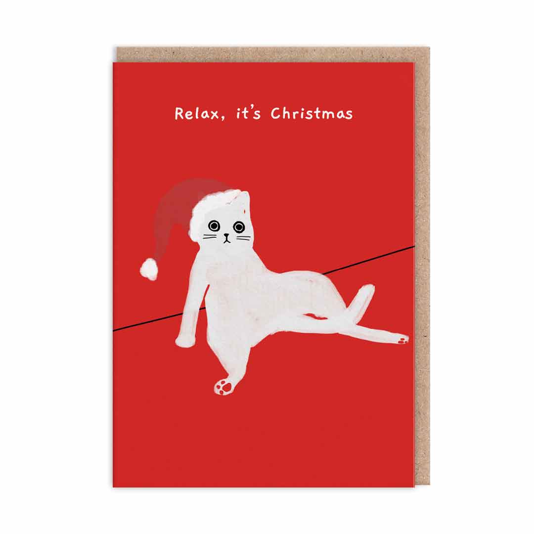 Relax Ken The Cat Funny Christmas Card by penny black