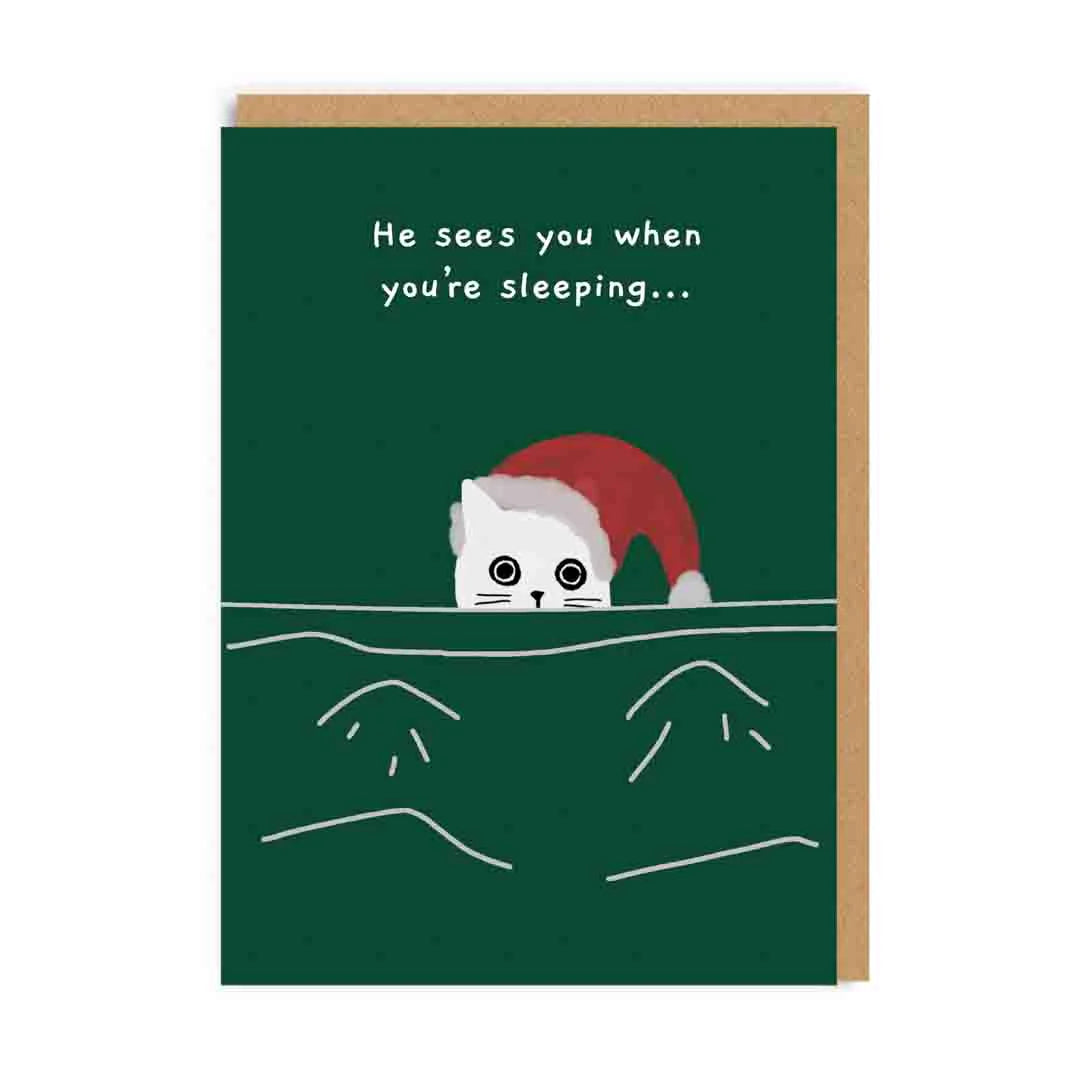 He Sees You Ken The Cat Funny Christmas Card by Penny Black