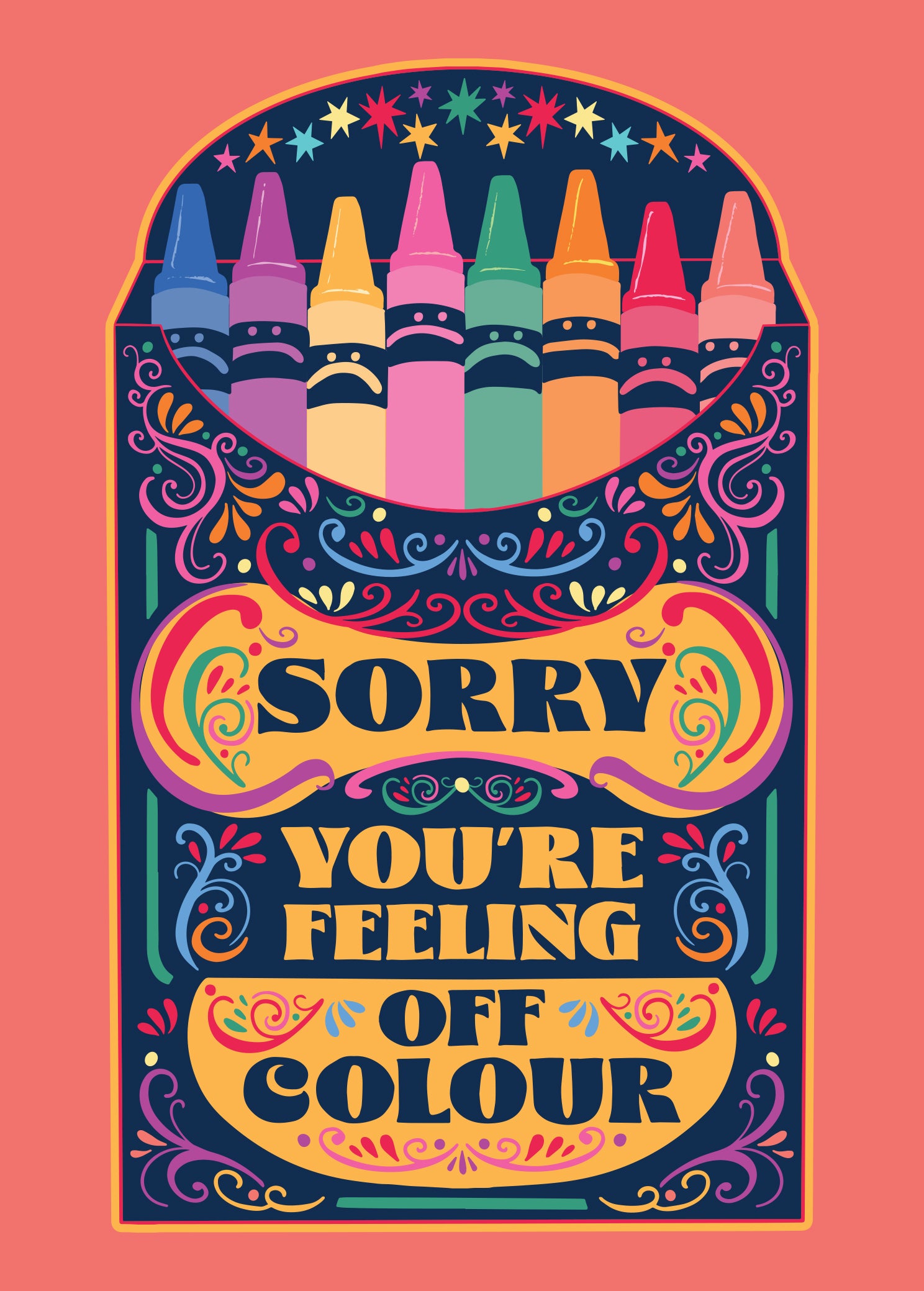Off Colour Crayons Psychedelic Get Well Card by penny black