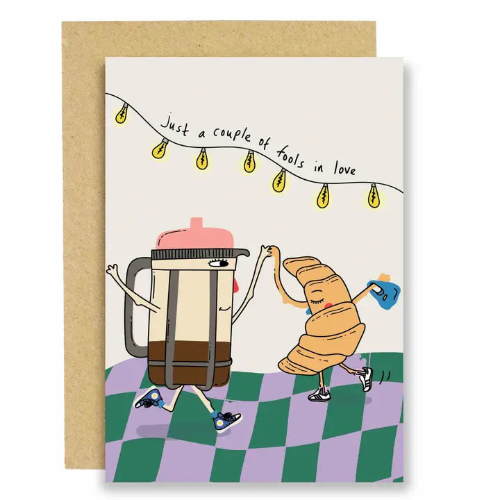 Couple of Fools Coffee Croissant Valentine Card by penny black