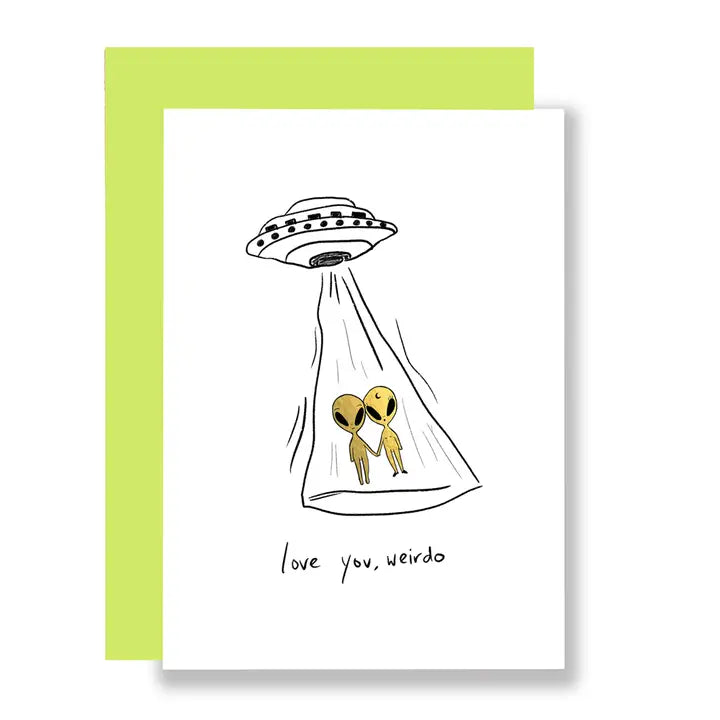 Love You Weirdo Aliens Valentine Card by penny black