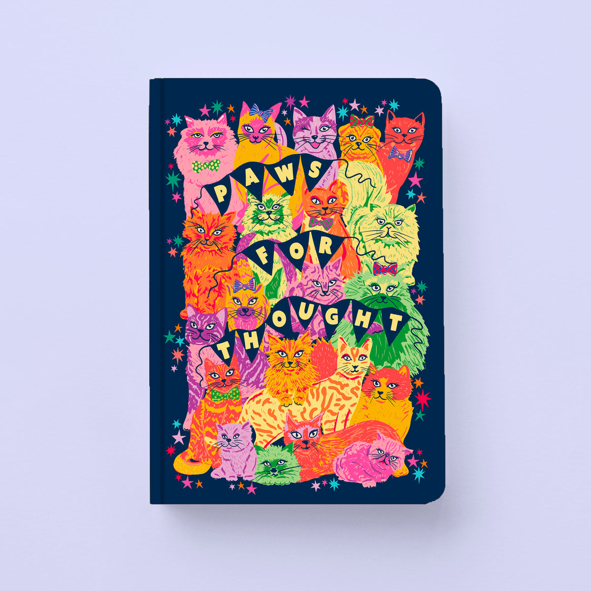  Paws For Thought Cats A5 Lined Psychedelic Notebook by penny black