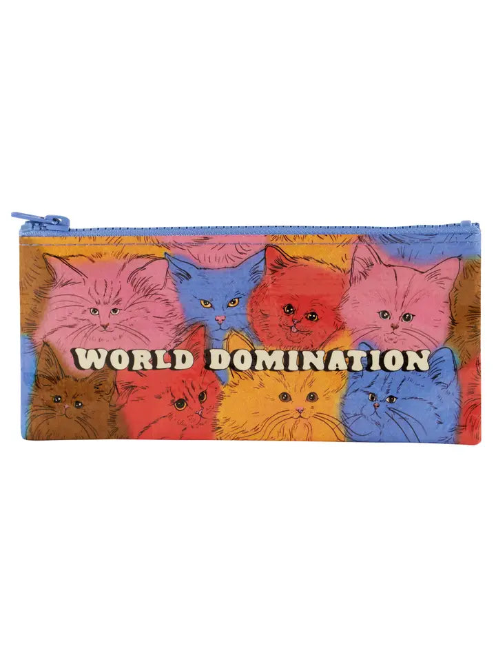 World Domination Cats Blue Q Pencil Case by penny black