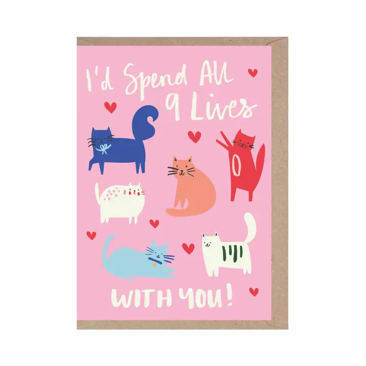 Spend All 9 Lives Cat Valentine&#39;s Day Card by penny black