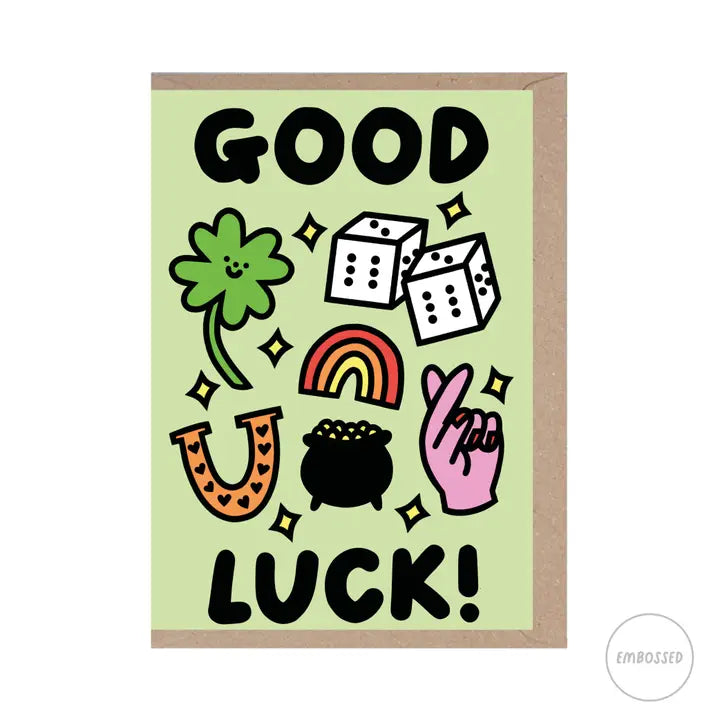 Smiley Four Leaf Clover Good Luck Card by penny black