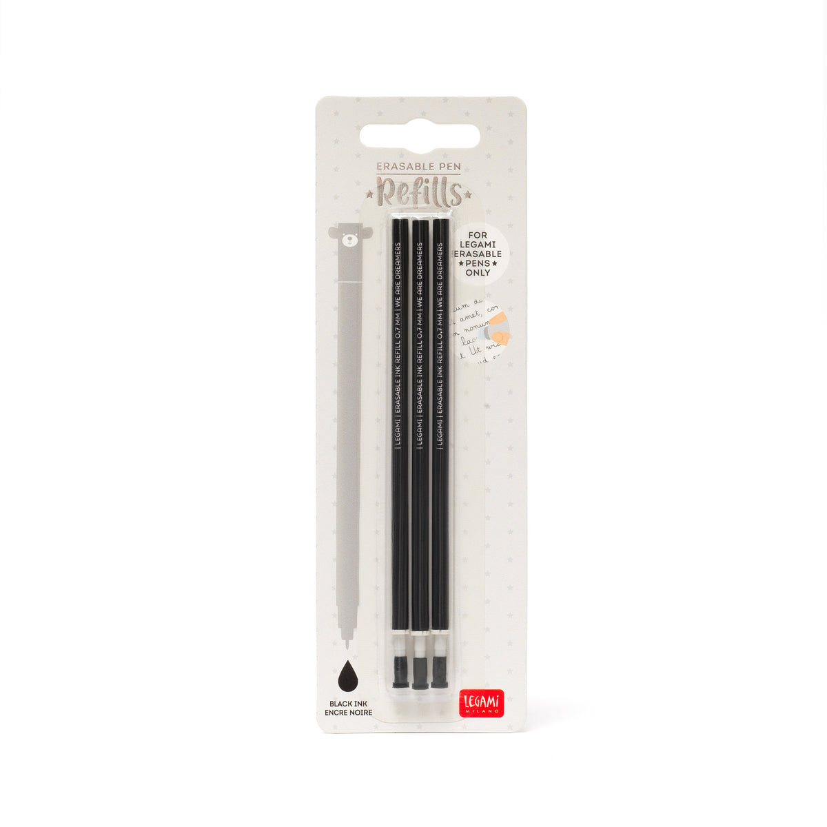 Legami Erasable Gel Pen Refills - black in packaging