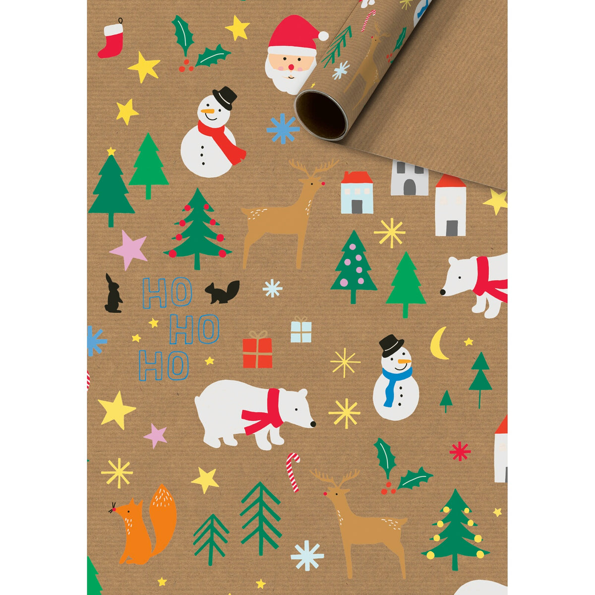 Kid&#39;s Kraft Christmas Gift Wrapping Paper Roll 3m - penny black