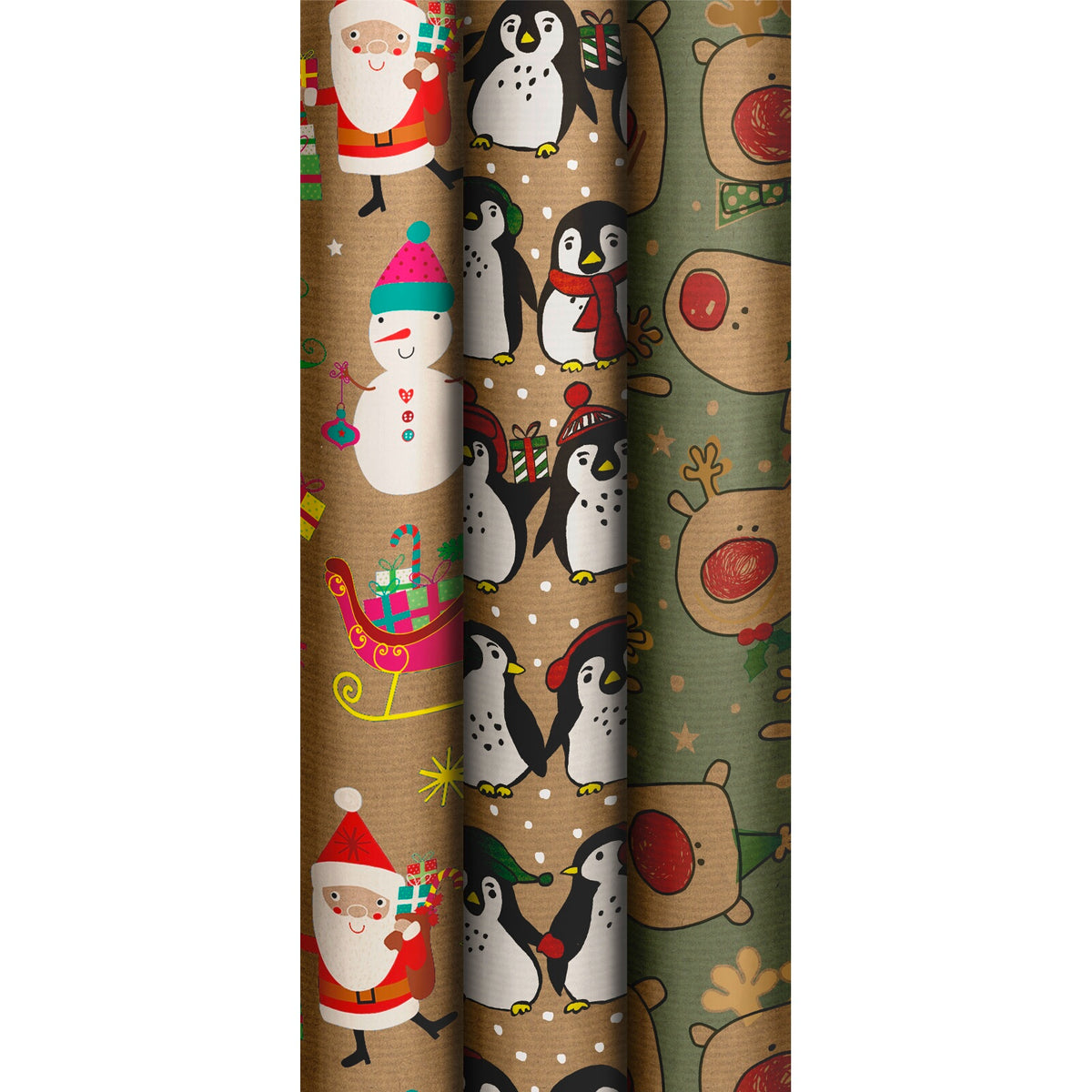 Children&#39;s Kraft Christmas Gift Wrapping Paper Roll 4m by penny black