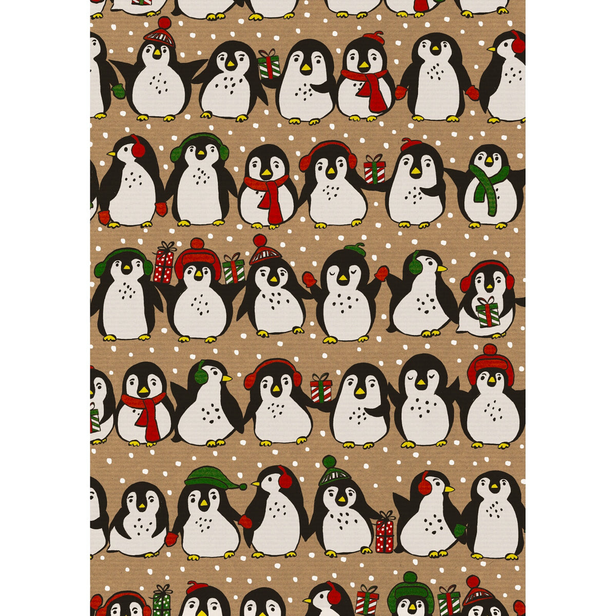 Children&#39;s Kraft Christmas Gift Wrapping Paper Roll 4m by penny black - penguin pals design