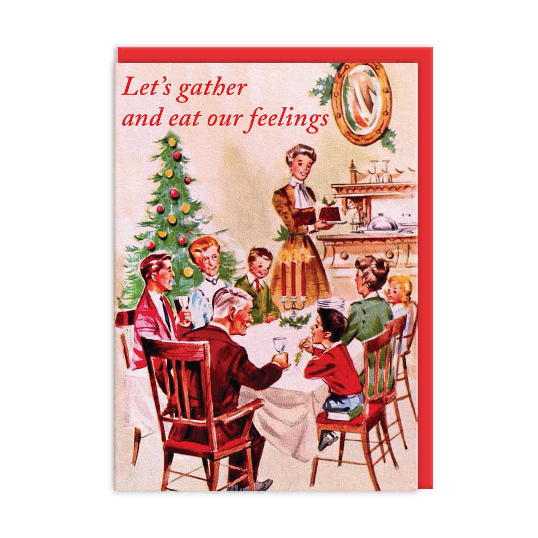 Eat Our Feelings Funny Christmas Card by penny black